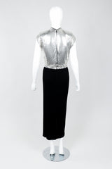 Vintage Anthony Ferrara Silver Metal Mesh Draped Cowl Dress on Mannequin back, at Recess
