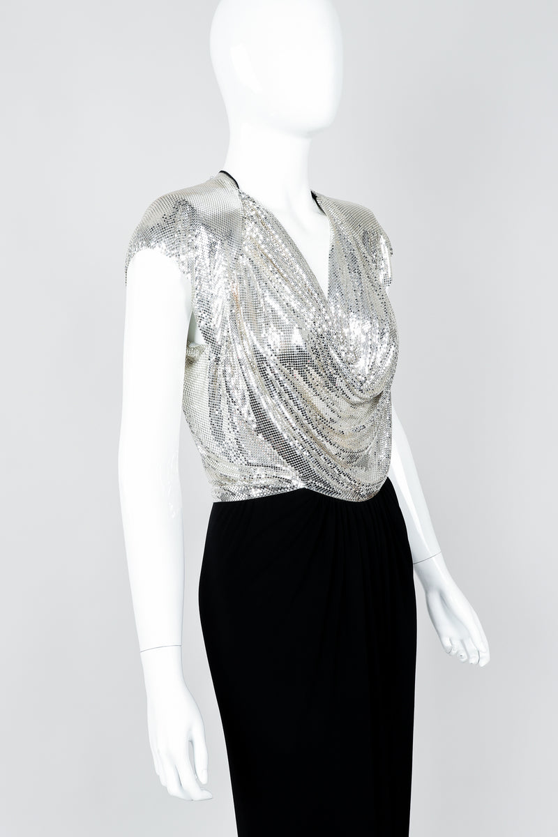 Vintage Anthony Ferrara Silver Metal Mesh Draped Cowl Dress – Recess Vintage Anthony Ferrara Silver Metal Mesh Draped Cowl Dress – Recess