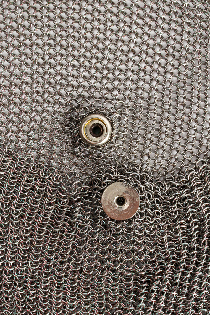 Vintage Anthony Ferrara Ring Mesh Fold Over Asymmetrical Chain Fringe Bag Snap Detail at Recess LA