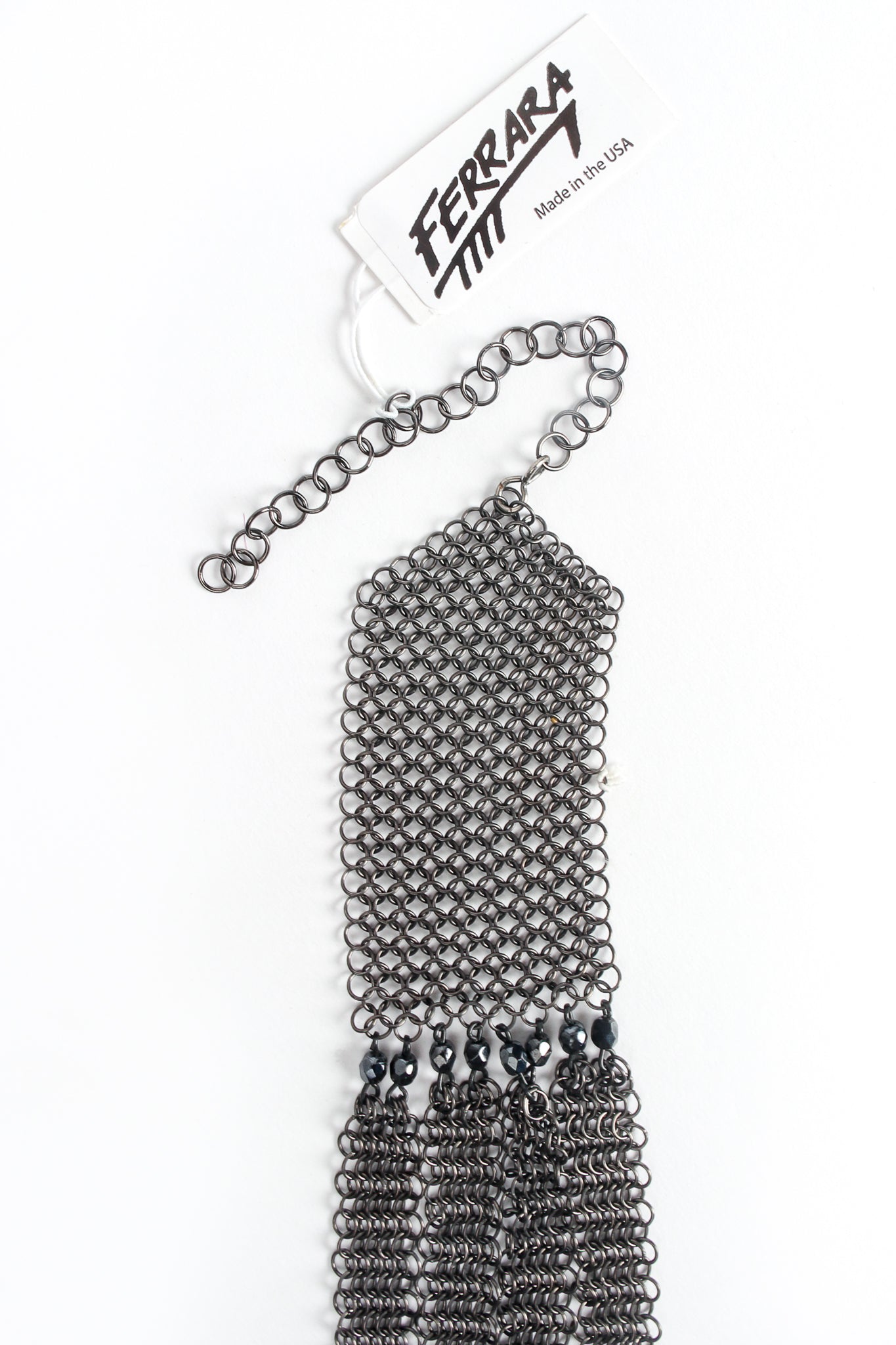 Vintage Anthony Ferrara Swarovski Crystal Lattice Mesh Collar Necklace hangtag at Recess LA