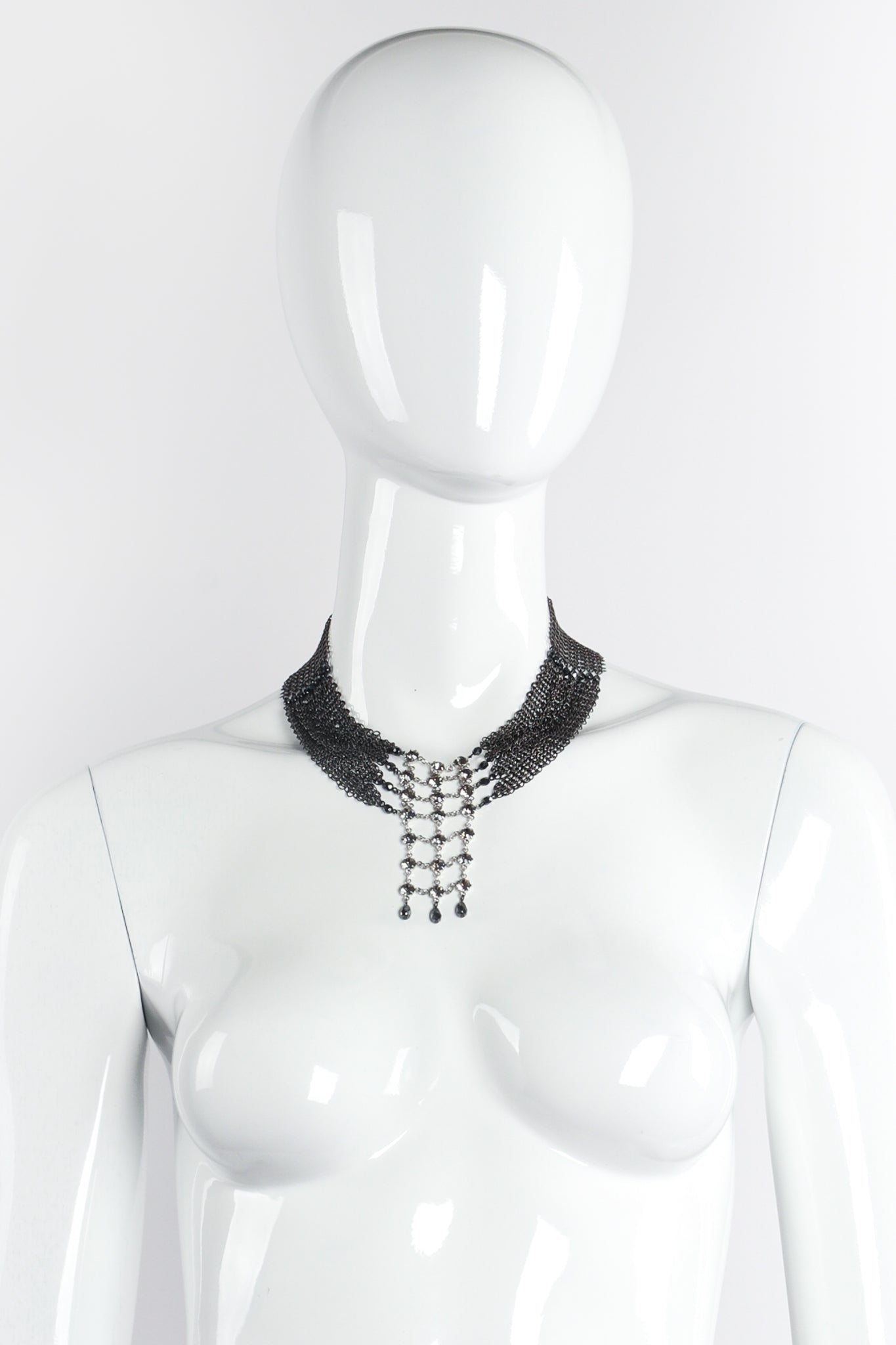 Vintage Anthony Ferrara Swarovski Crystal Lattice Mesh Collar Necklace on Mannequin at Recess LA