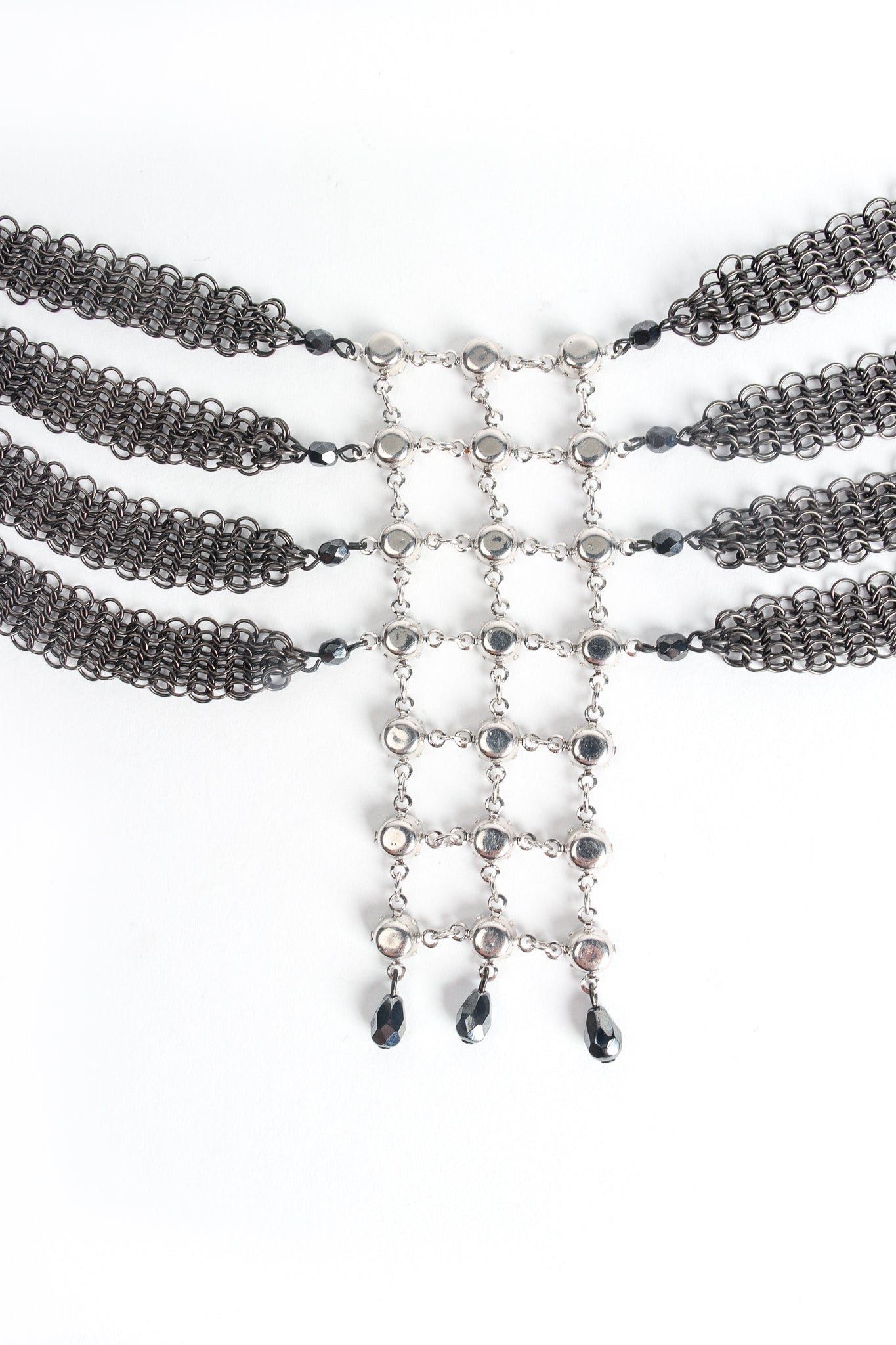 Vintage Anthony Ferrara Swarovski Crystal Lattice Mesh Collar Necklace back at Recess Los Angeles
