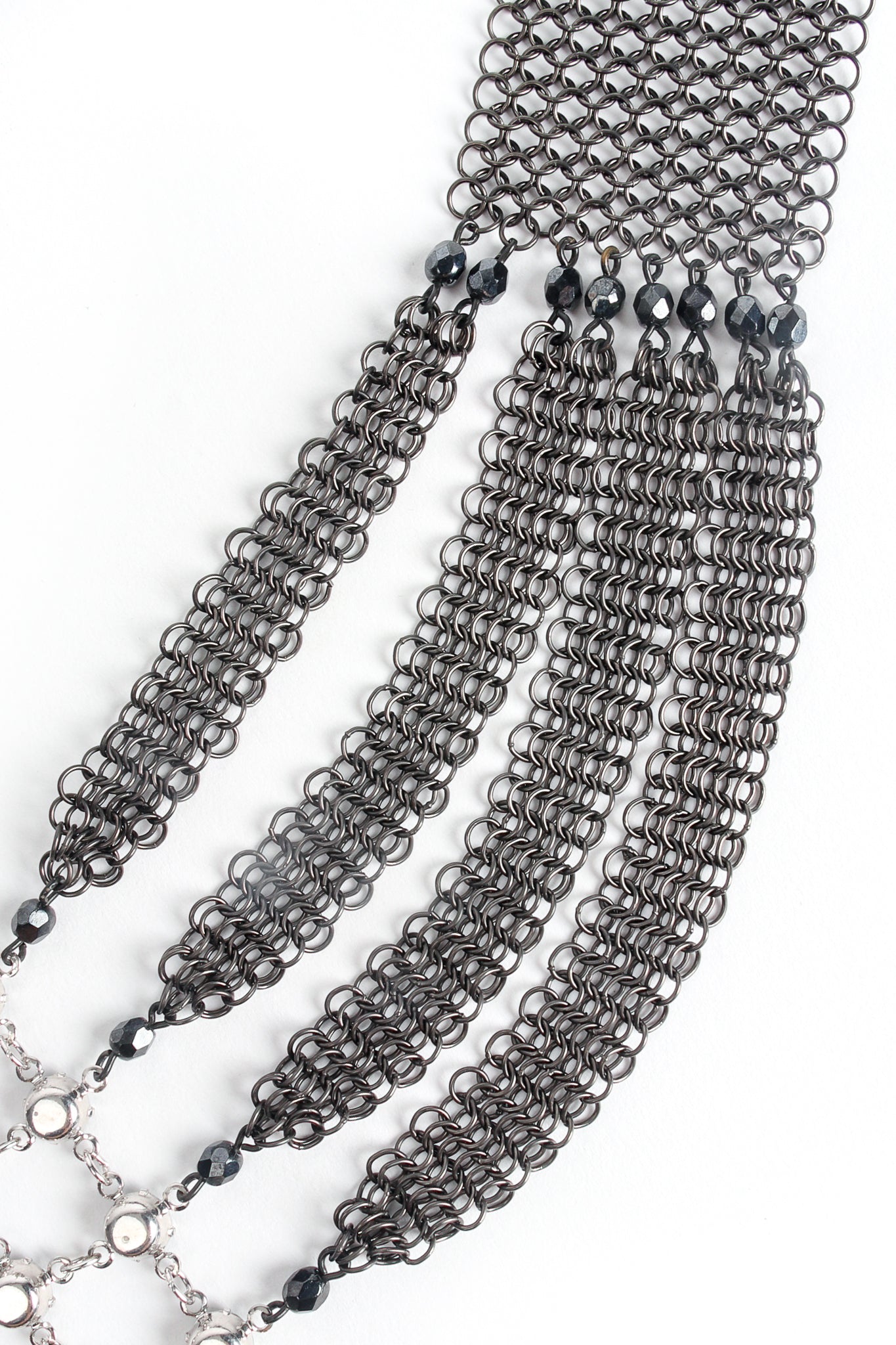 Vintage Anthony Ferrara Swarovski Crystal Lattice Mesh Collar Necklace detail at Recess Los Angeles
