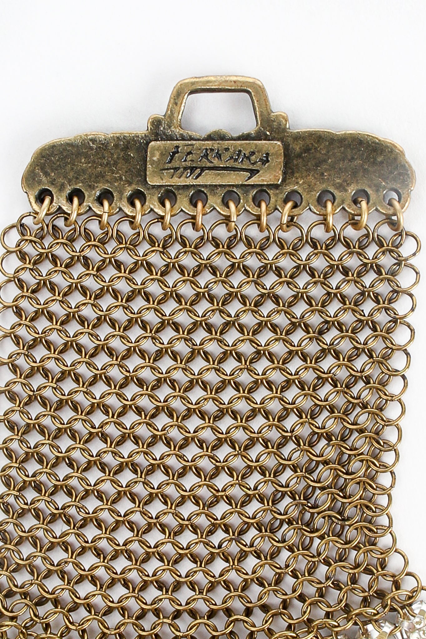 Vintage Anthony Ferrara Ring Mesh Swarovski Bracelet Cartouche Closeup at Recess Los Angeles