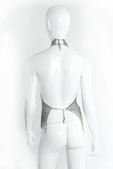 Vintage Anthony Ferrara Pewter Mesh High Neck Keyhole Halter on mannequin back at Recess LA