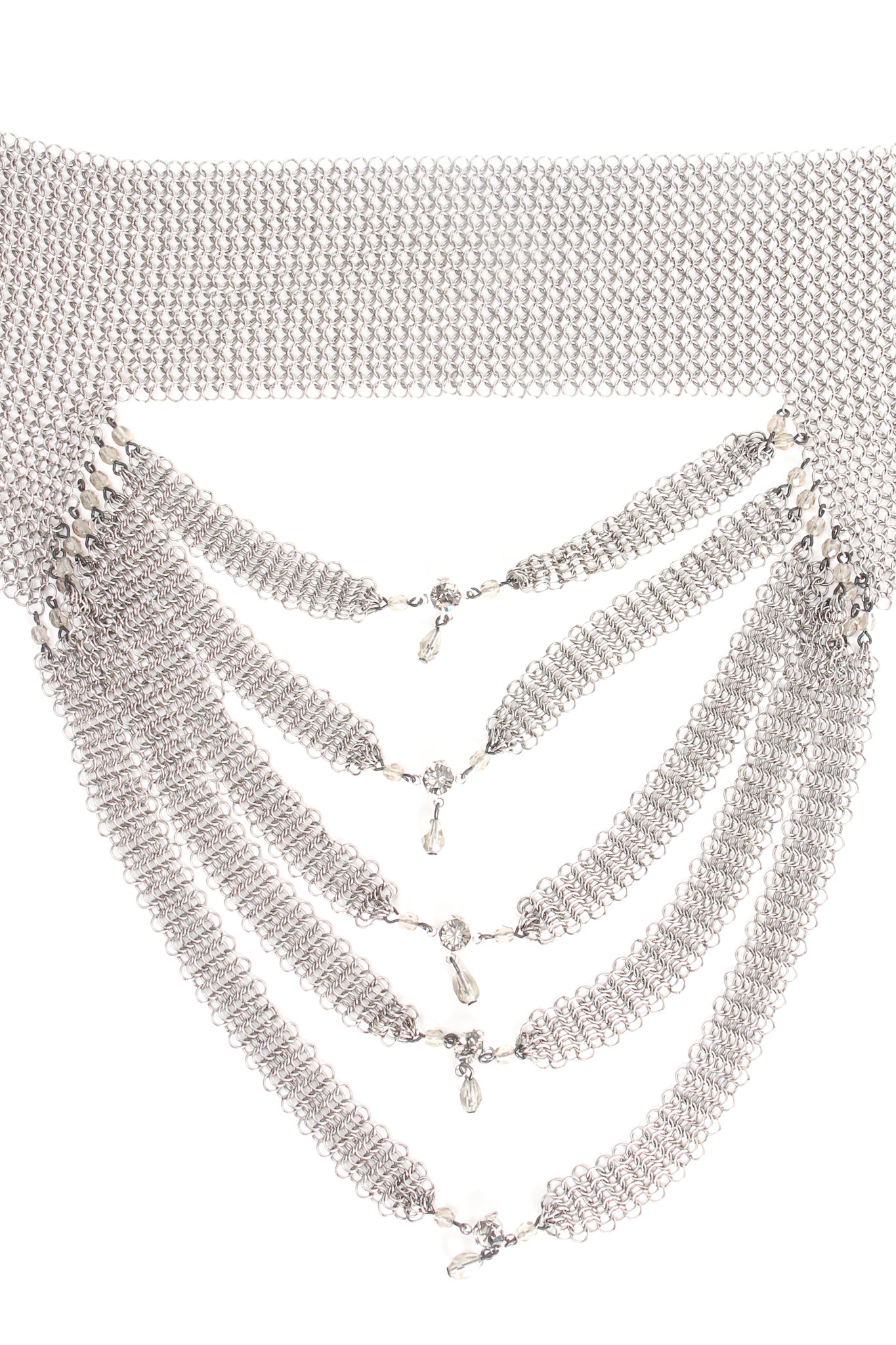 Vintage Anthony Ferrara Pewter Mesh Layered Choker Collar Necklace hangtag drape detail @ Recess LA