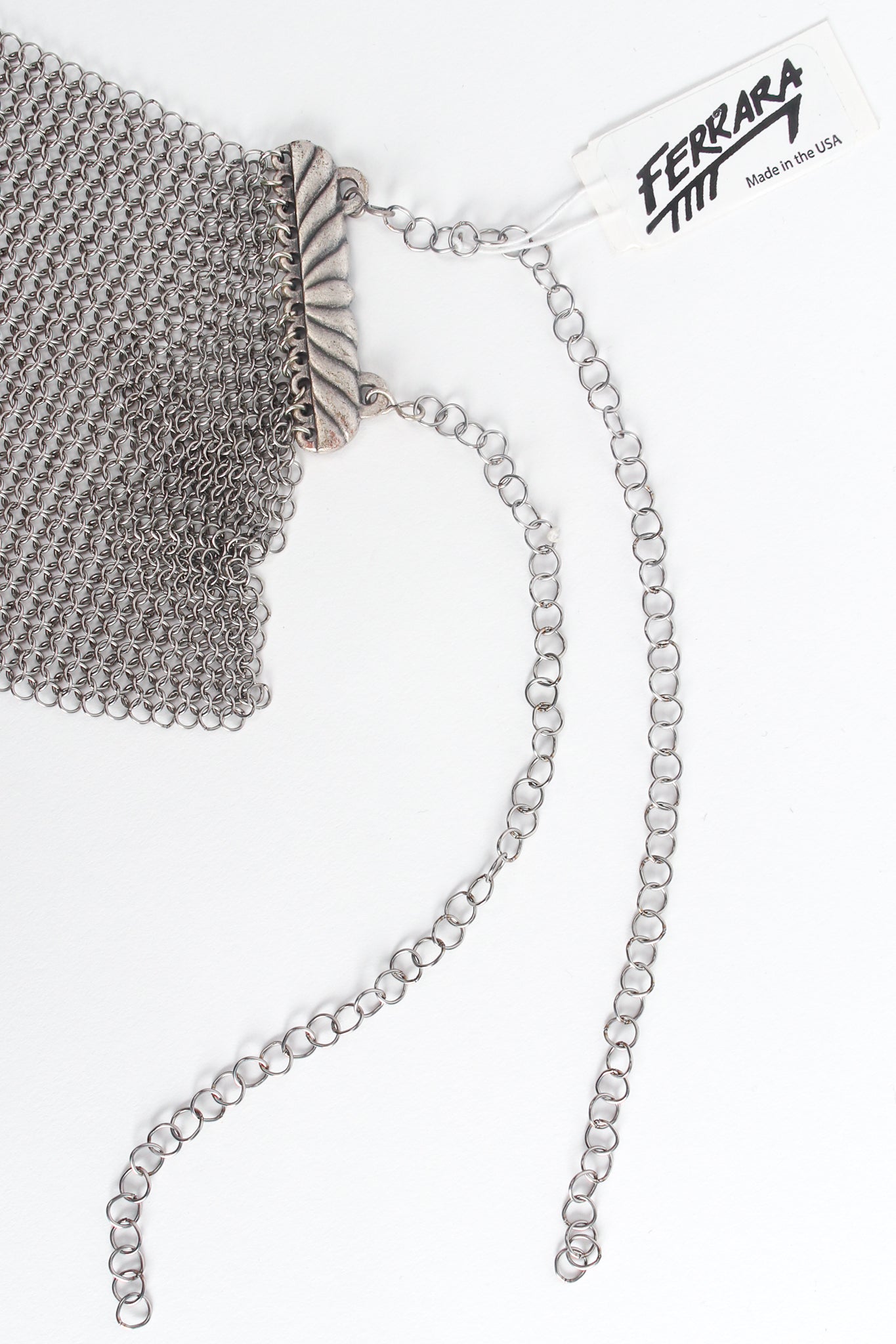 Vintage Anthony Ferrara Pewter Mesh Layered Choker Collar Necklace hangtag extender at Recess LA