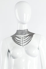 Vintage Anthony Ferrara Pewter Mesh Layered Choker Collar Necklace on mannequin at Recess LA