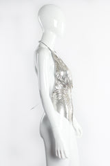 Vintage Anthony Ferrara Gathered Silver Plated Metal Mesh Halter on Mannequin side @ Recess LA