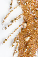 Vintage Anthony Ferrara Plated Ring Mesh Waterfall Bead Pearl Bib Necklace Detail at Recess LA