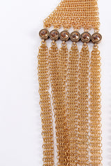 Vintage Anthony Ferrara 6-Strand Long Ring Mesh Necklace crystal detail at Recess Los Angeles