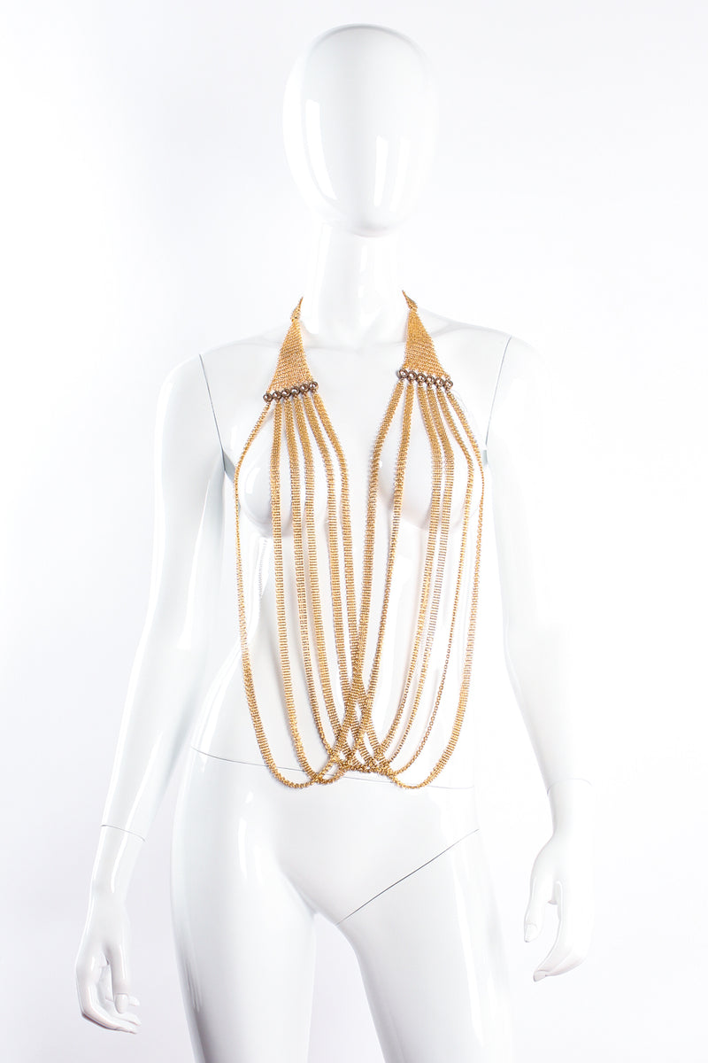 Vintage Anthony Ferrara 6-Strand Long Ring Mesh Necklace on mannequin at Recess Los Angeles