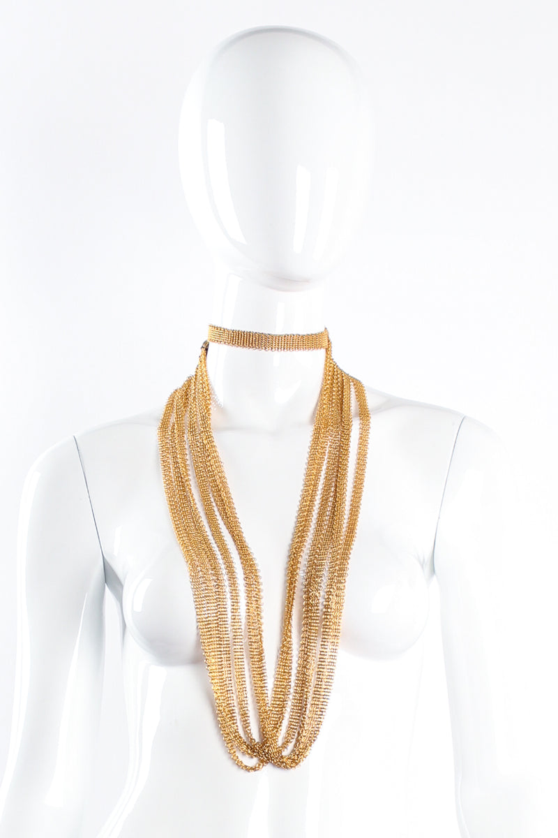 Vintage Anthony Ferrara 6-Strand Long Ring Mesh Necklace on mannequin at Recess Los Angeles