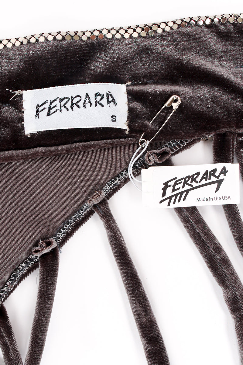 Vintage Anthony Ferrara Asymmetrical Velvet Choker Wrap Dress hangtag label at Recess LA