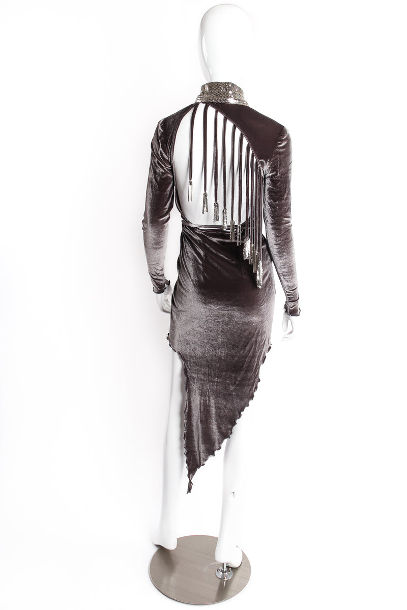 Vintage Anthony Ferrara Asymmetrical Velvet Choker Wrap Dress on mannequin back at Recess LA