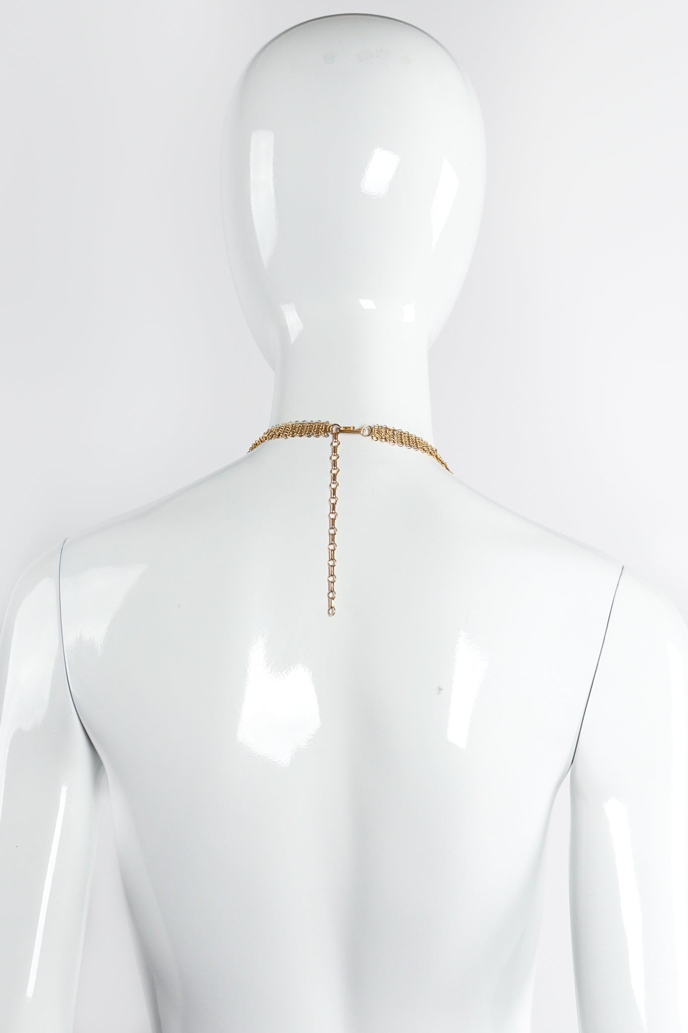 Vintage Anthony Ferrara Ring Mesh Hammered Dome Swarovski Necklace on Mannequin Back at Recess LA