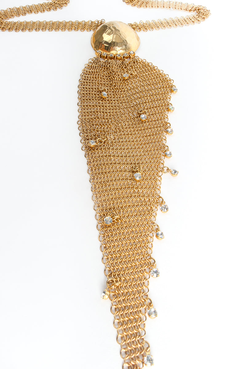 Vintage Anthony Ferrara Ring Mesh Hammered Dome Swarovski Necklace Detail at Recess LA