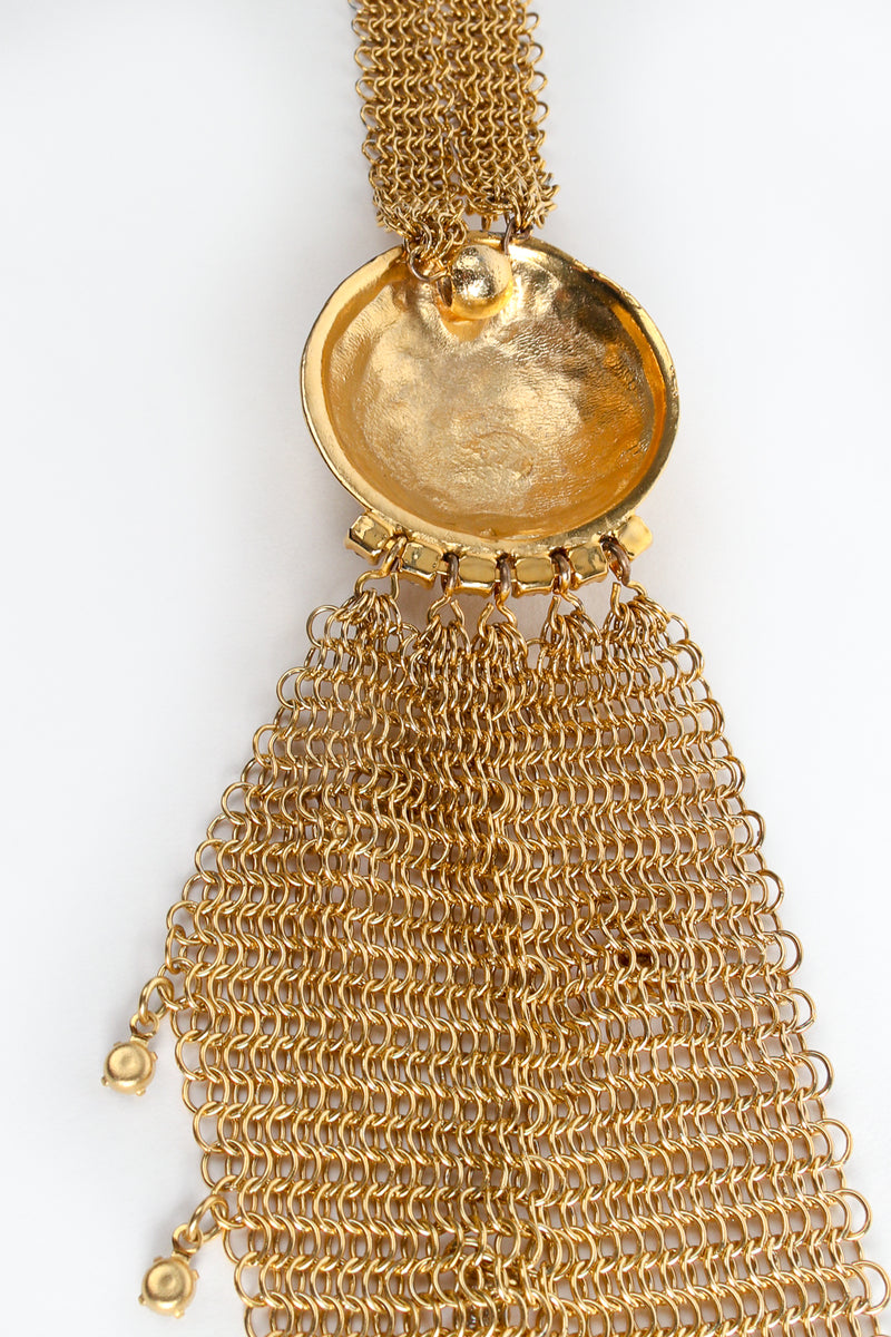 Vintage Anthony Ferrara Ring Mesh Hammered Dome Swarovski Necklace Back Detail at Recess LA