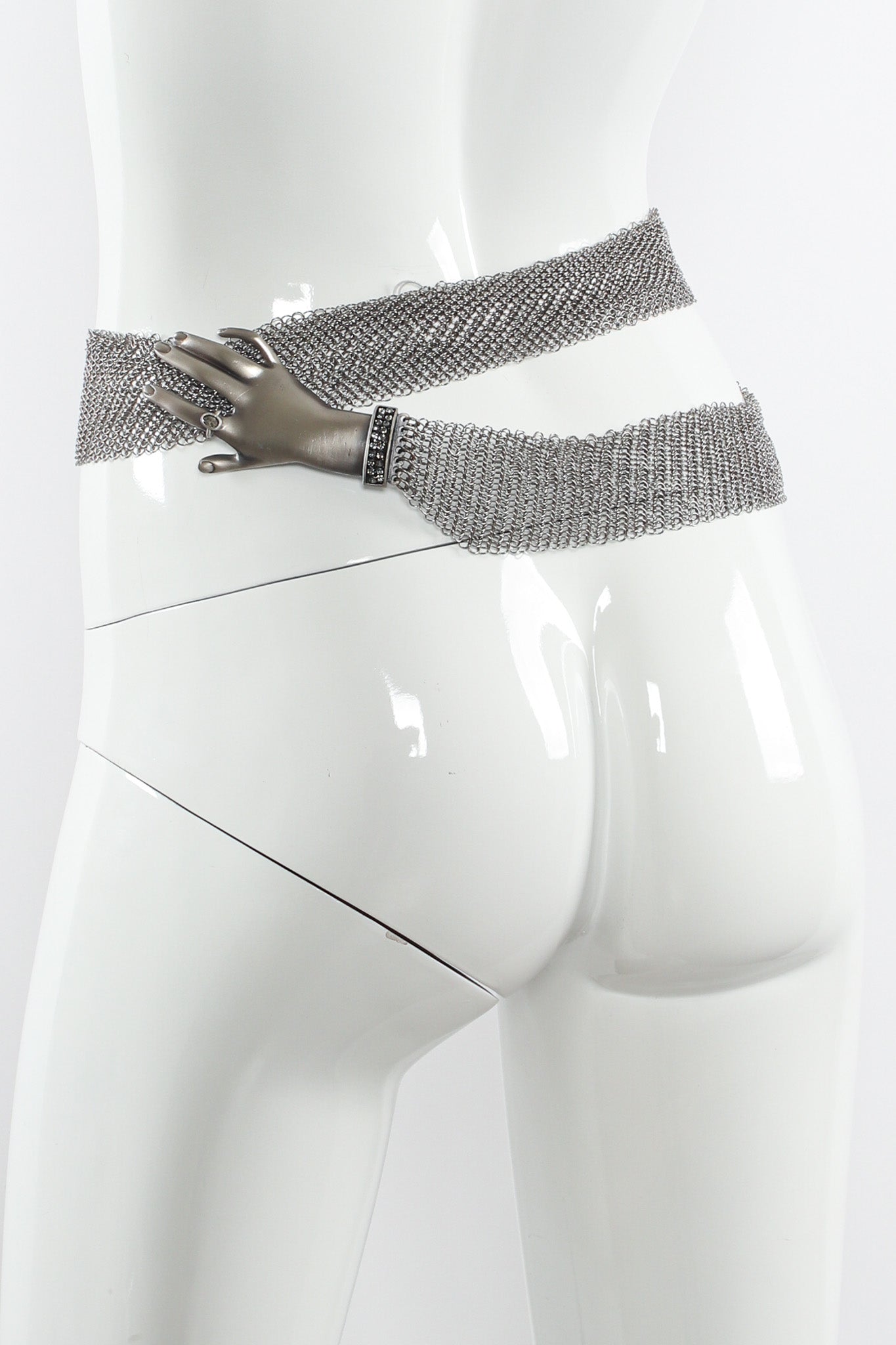 Vintage Ferrara Hand Buckle Ring Mesh Belt V mannequin back wrap @ Recess Los Angeles