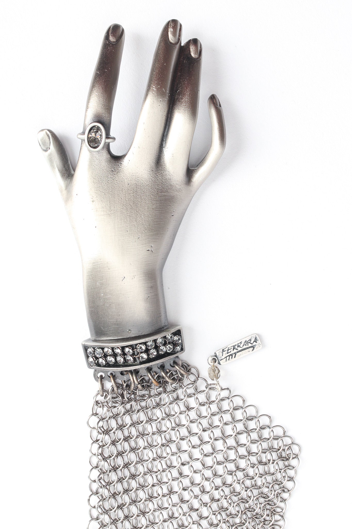 Vintage Ferrara Hand Buckle Ring Mesh Belt V signed hang tag/light scuffs @ Recess Los Angeles