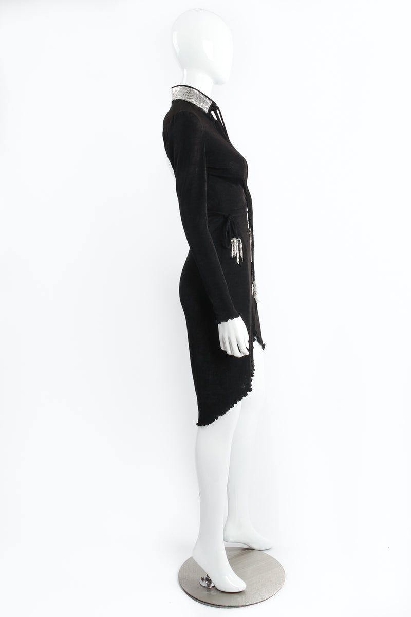 Vintage Anthony Ferrara Backless Choker Plunge Wrap Dress on Mannequin side at Recess Los Angeles