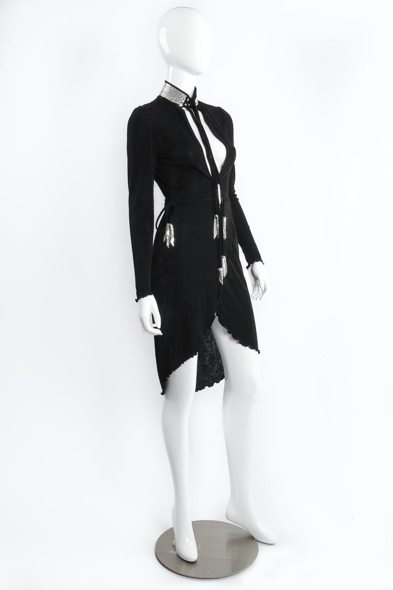Vintage Anthony Ferrara Backless Choker Plunge Wrap Dress on Mannequin angle at Recess Los Angeles
