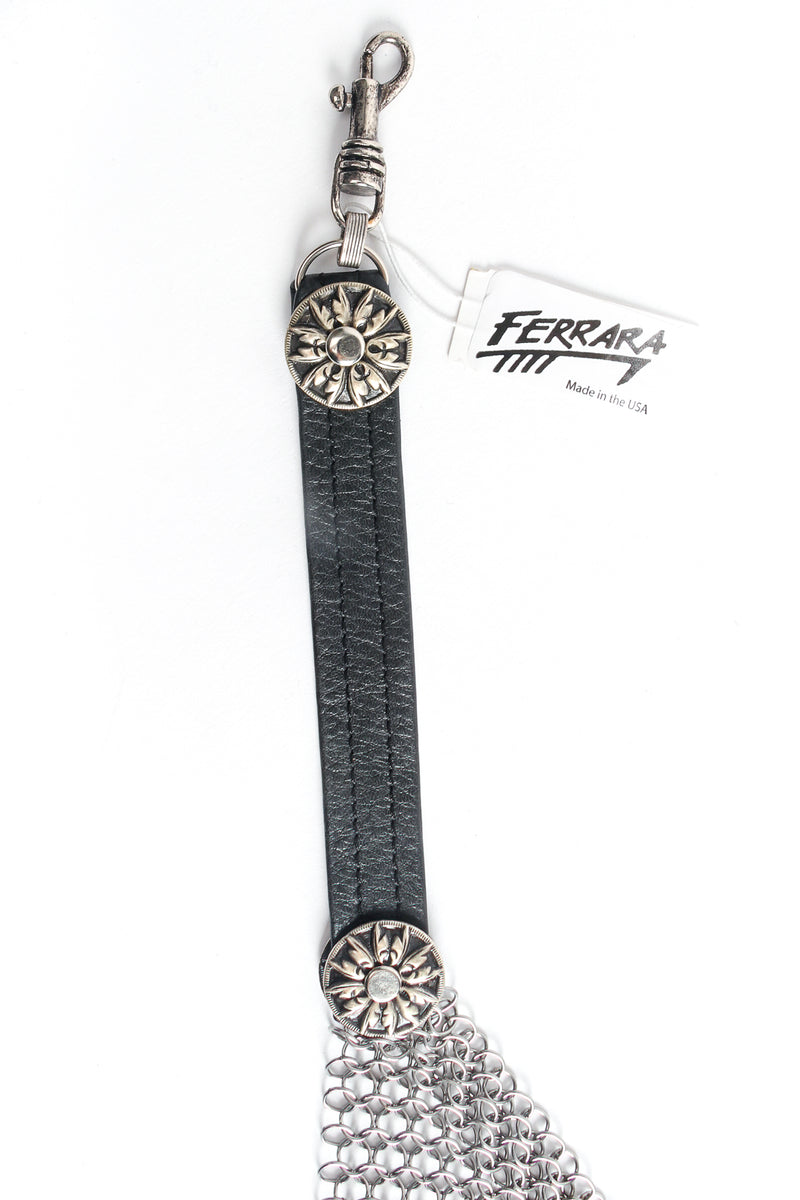 Vintage Anthony Ferrara Pewter Ring Mesh Leather Hip Flap Belt hangtag at Recess Los Angeles