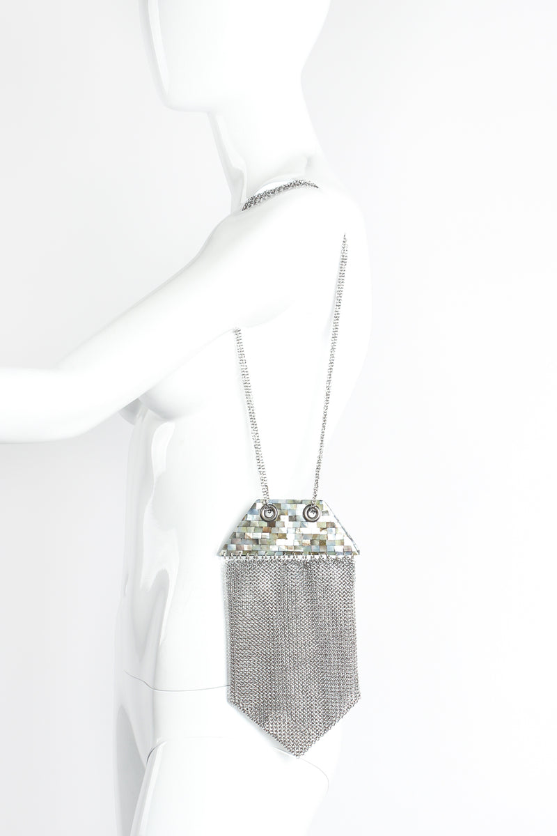 Mother-of-Pearl Pewter Mesh Bag