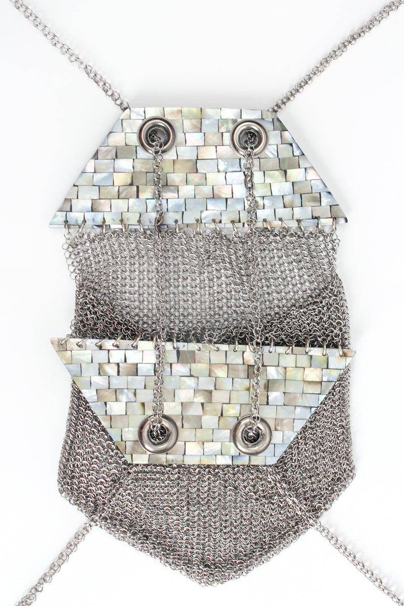 Mother-of-Pearl Pewter Mesh Bag