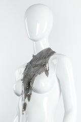 Vintage Anthony Ferrara Pewter Ring Mesh Waterfall Charm Bead Bib Necklace on Mannequin at Recess