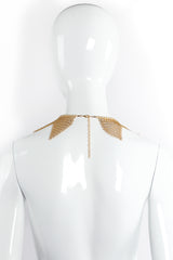 Vintage Anthony Ferrara Plated Ring Mesh Triangle Pearl Trim Collar on Mannequin Back at Recess LA