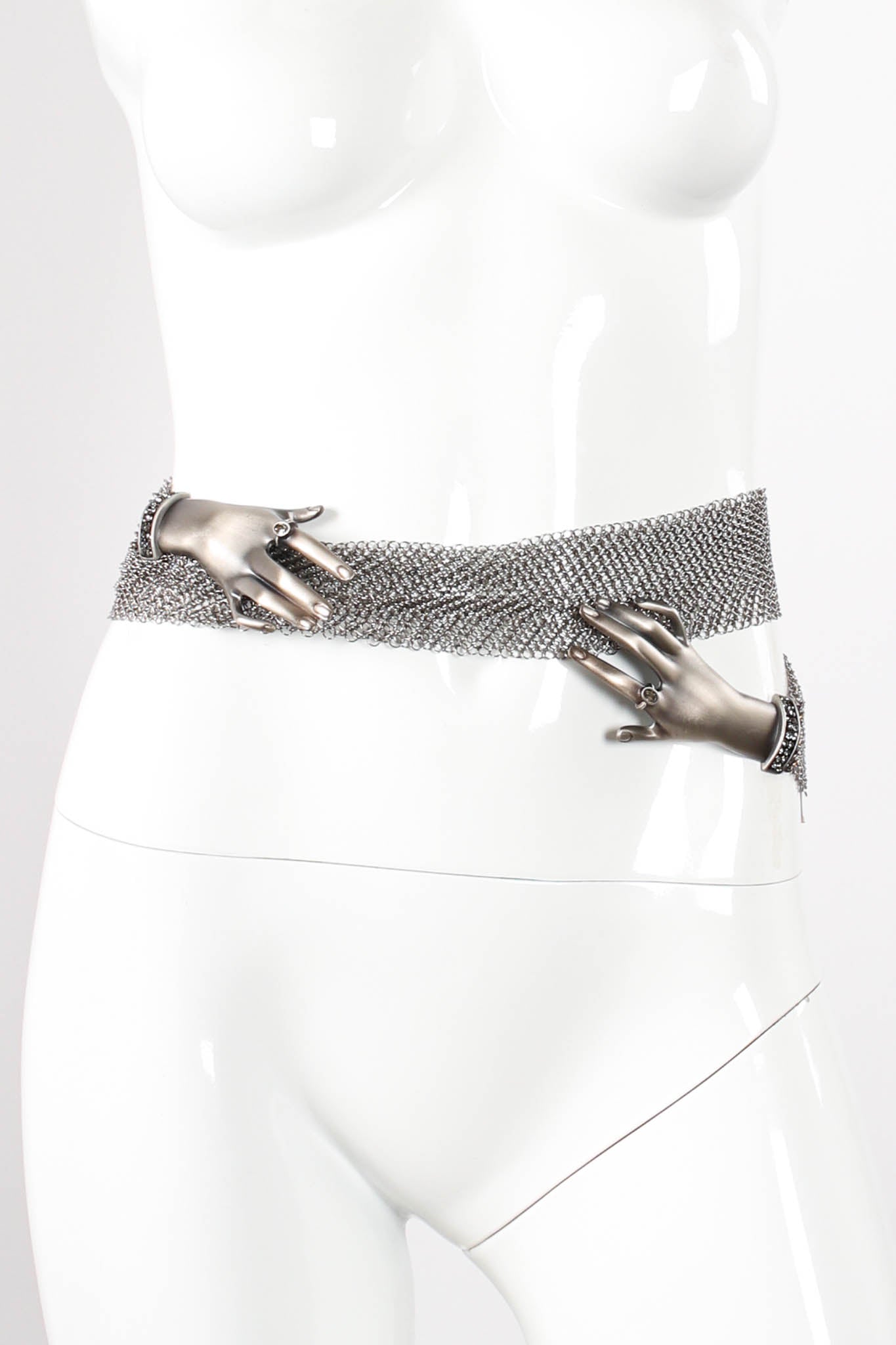 Anthony Ferrara Hand Buckle Ring Mesh Belt on mannequin front at Recess Los Angeles