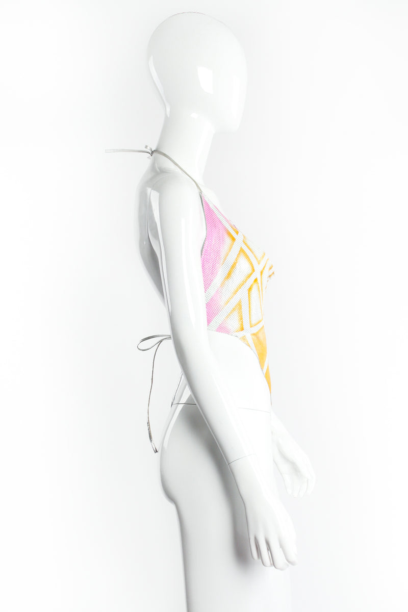 Vintage Anthony Ferrara Hand Painted Pointed Metal Mesh Halter on mannequin side @ Recess LA