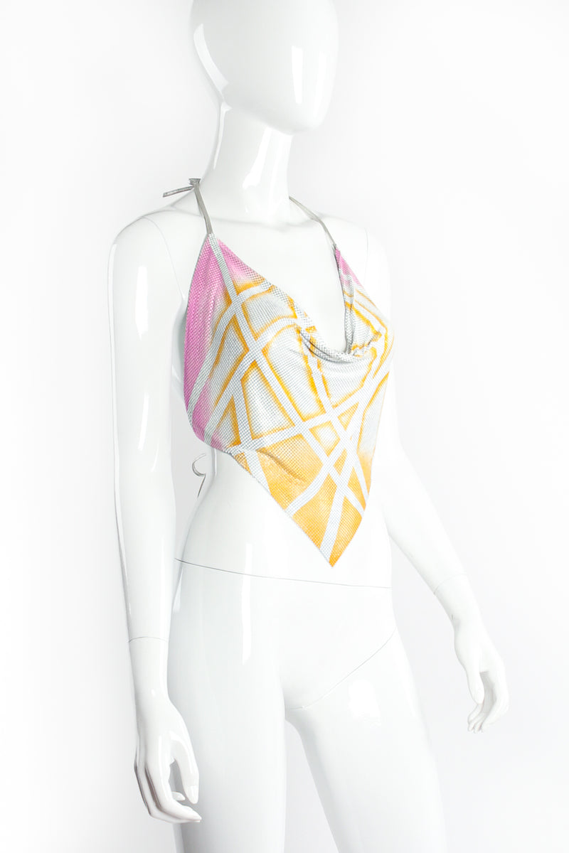 Vintage Anthony Ferrara Hand Painted Pointed Metal Mesh Halter on mannequin angle @ Recess LA