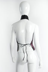 Vintage Anthony Ferrara Swarovski Color Block Metal Mesh Halter Top on Mannequin Back at Recess LA