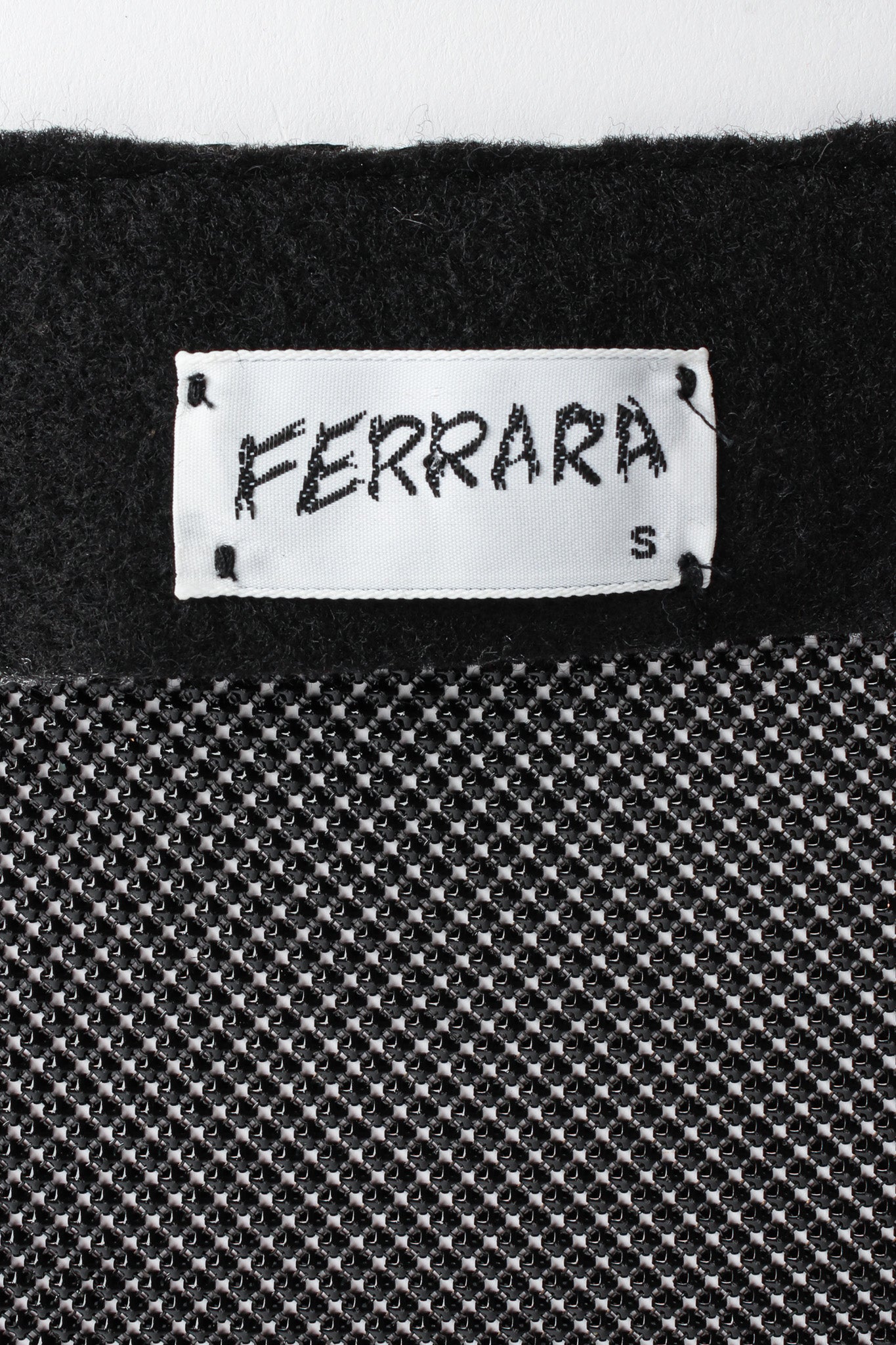 Vintage Ferrara Geo Print Pointed Metal Mesh Halter tag @ Recess LA