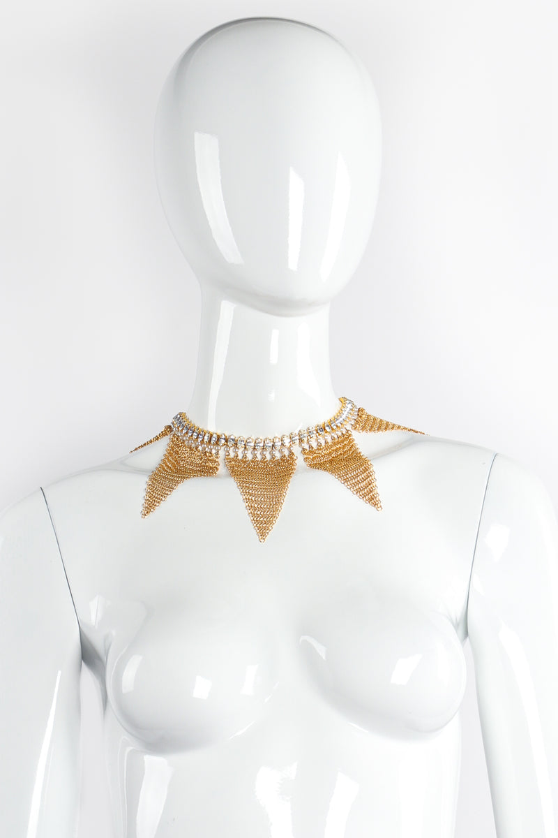 Vintage Anthony Ferrara Ring Mesh Triangle Swarovski Pearl Trim Collar on Mannequin at Recess LA