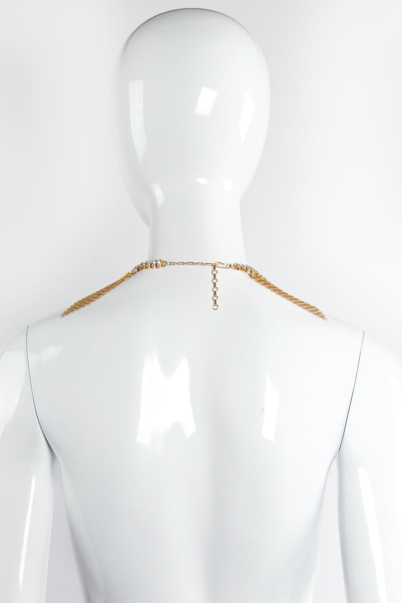 Vintage Anthony Ferrara Ring Mesh Triangle Swarovski Pearl Trim Collar on Mannequin Back at Recess