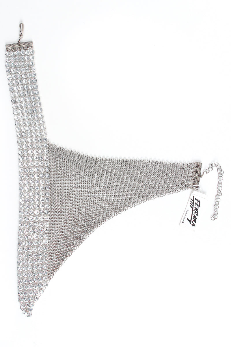 Vintage Anthony Ferrara Pewter Ring Mesh Swarovski Triangle Bib Necklace Flat Front at Recess LA