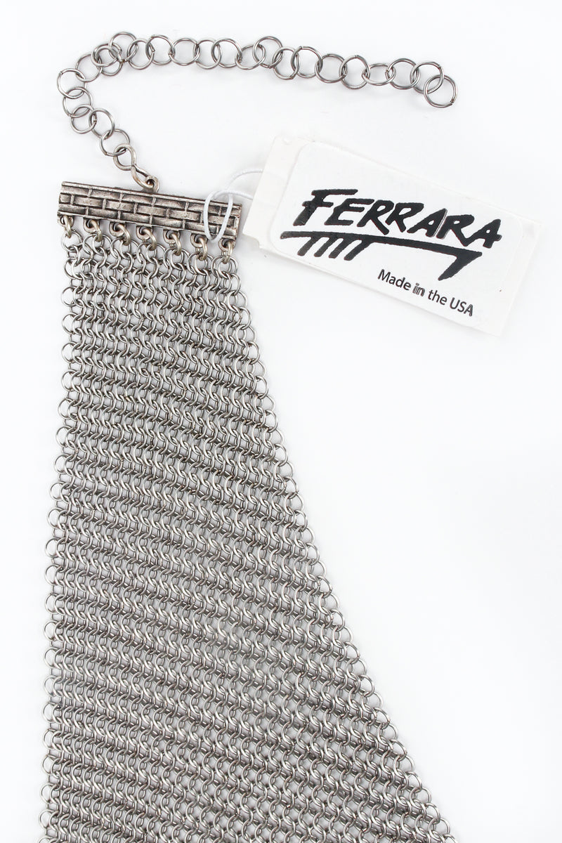 Vintage Anthony Ferrara Pewter Ring Mesh Swarovski Triangle Bib Necklace Hang Tag at Recess LA