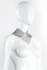 Vintage Anthony Ferrara Pewter Ring Mesh Swarovski Arrowhead Bib Necklace on Mannequin at Recess LA