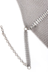 Vintage Anthony Ferrara Pewter Mesh Bead Seam Triangle Halter detail at Recess LA