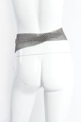 Vintage Anthony Ferrara Ring Metal Mesh Crossover Hand Buckle Belt on Mannequin Back at Recess LA