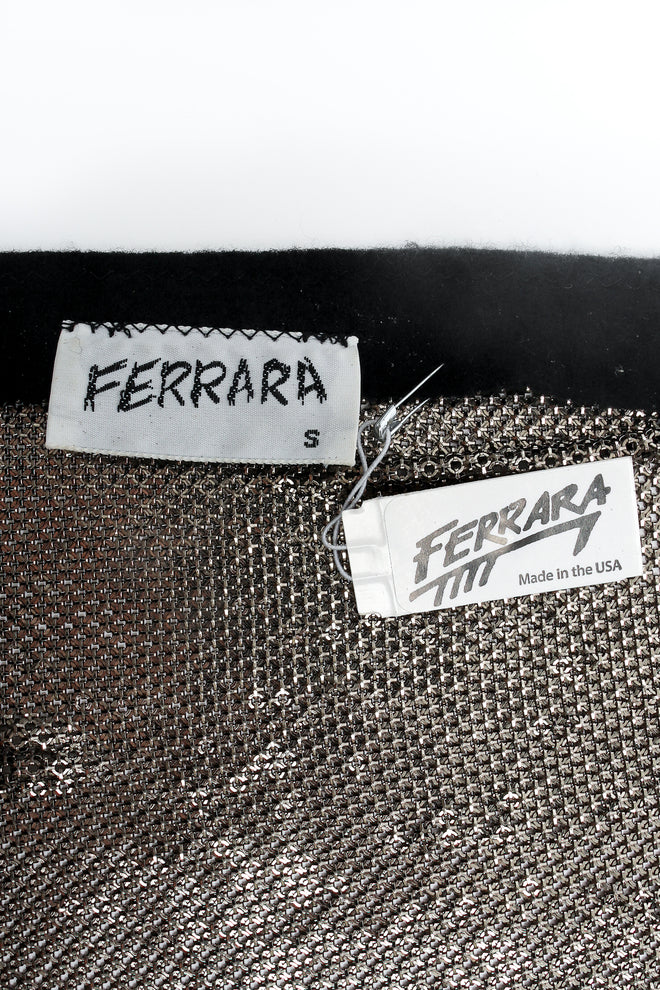 Vintage Anthony Ferrara High Mock Neck Metal Mesh Halter label hangtag at Recess Los Angeles