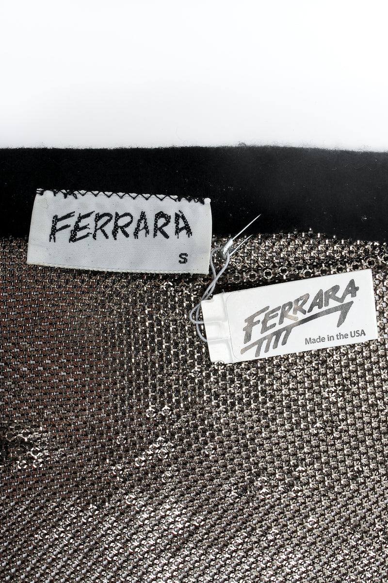 Vintage Anthony Ferrara High Mock Neck Metal Mesh Halter label hangtag at Recess Los Angeles
