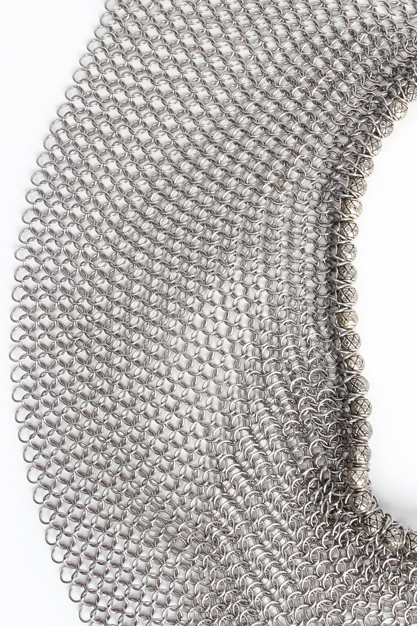 Vintage Anthony Ferrara Pewter Ring Mesh Collar Necklace hangtag at Recess Los Angeles