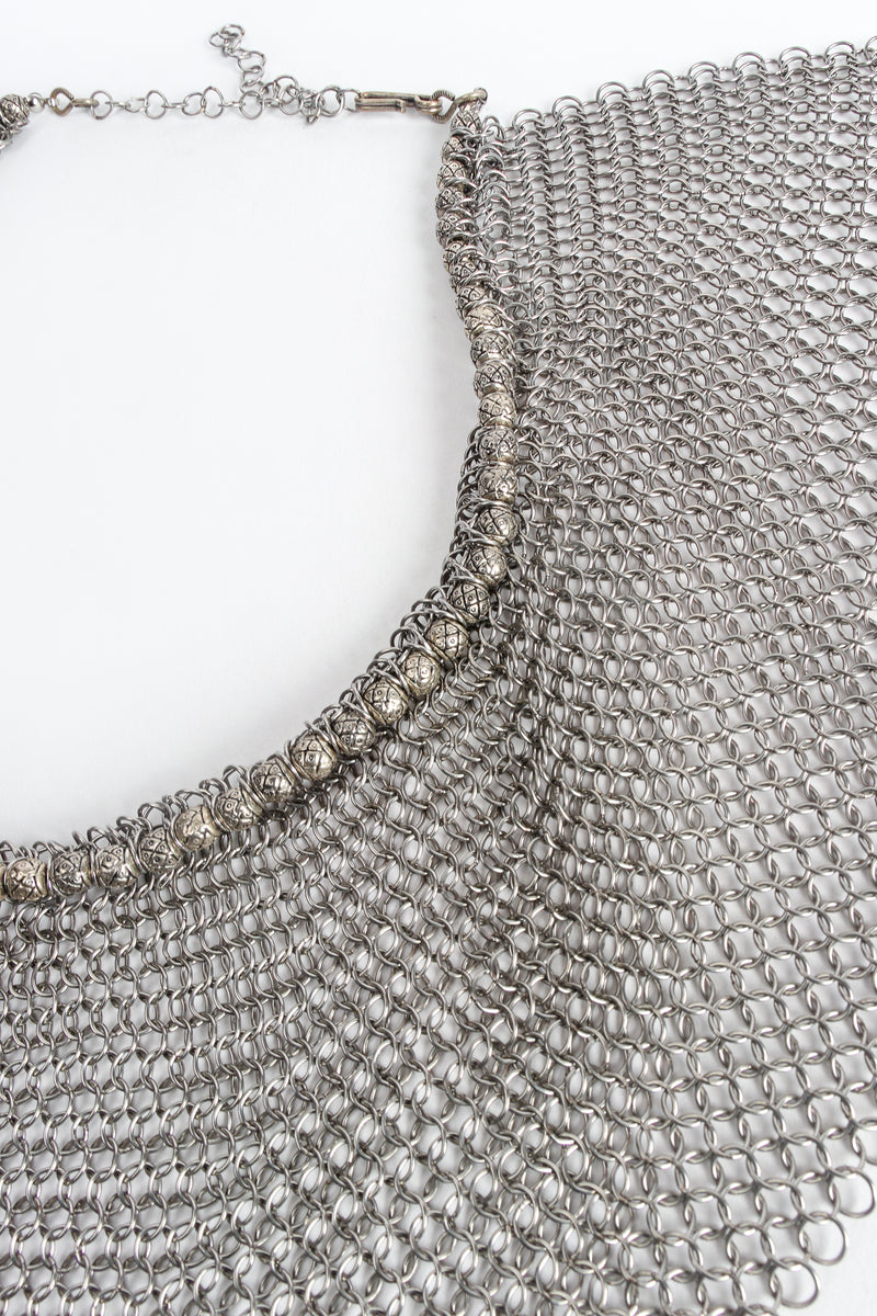 Vintage Anthony Ferrara Pewter Ring Mesh Collar Necklace detail at Recess Los Angeles