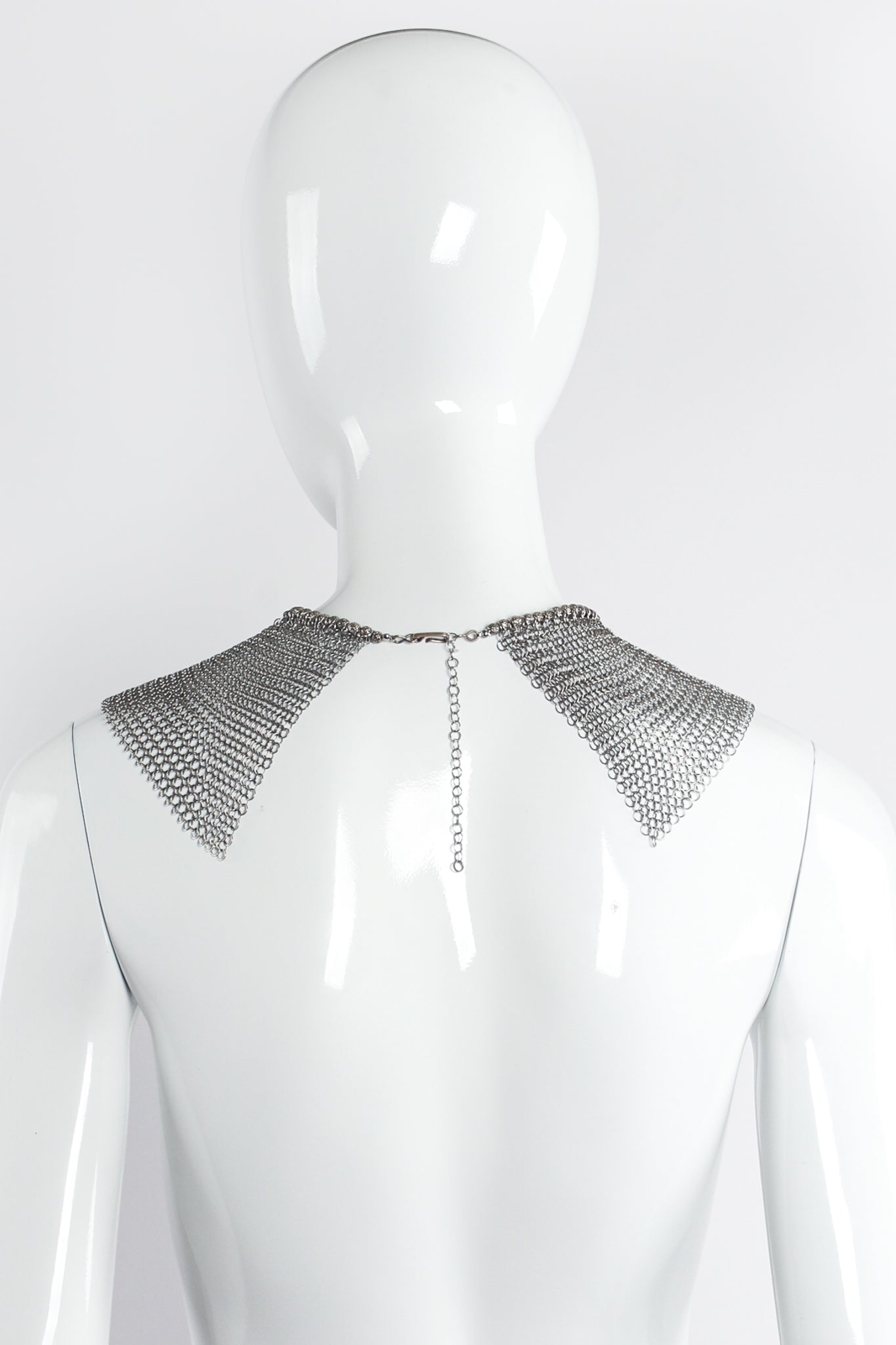Vintage Anthony Ferrara Pewter Ring Mesh Collar Necklace on mannequin back at Recess Los Angeles
