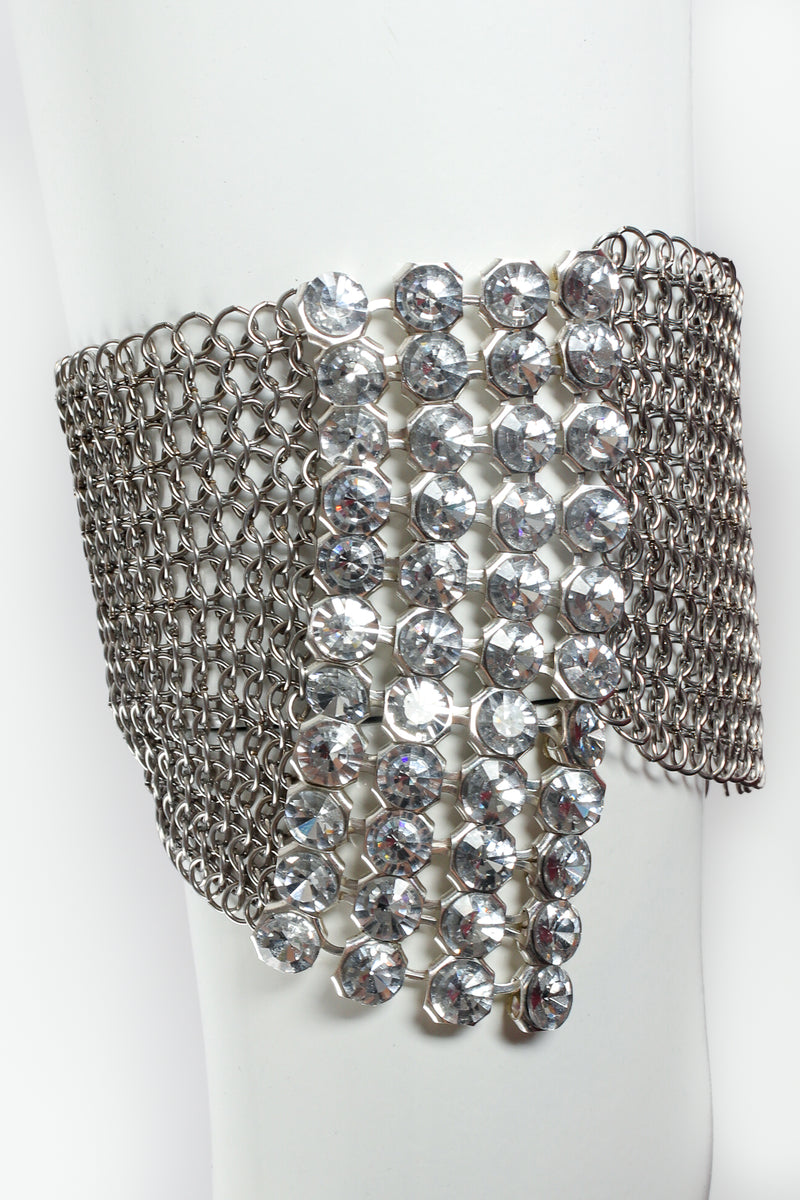 Vintage Anthony Ferrara Pewter Ring Mesh Swarovski Bracelet crystal detail at Recess Los Angeles