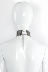 Vintage Anthony Ferrara Swarovski Point Drop Pewter Mesh Choker back neck at Recess LA